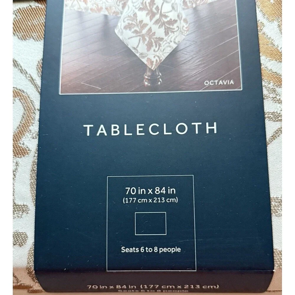 Waterford Linens Octavia Tablecloth 70x84 Copper Gray Luxury Holiday Christmas